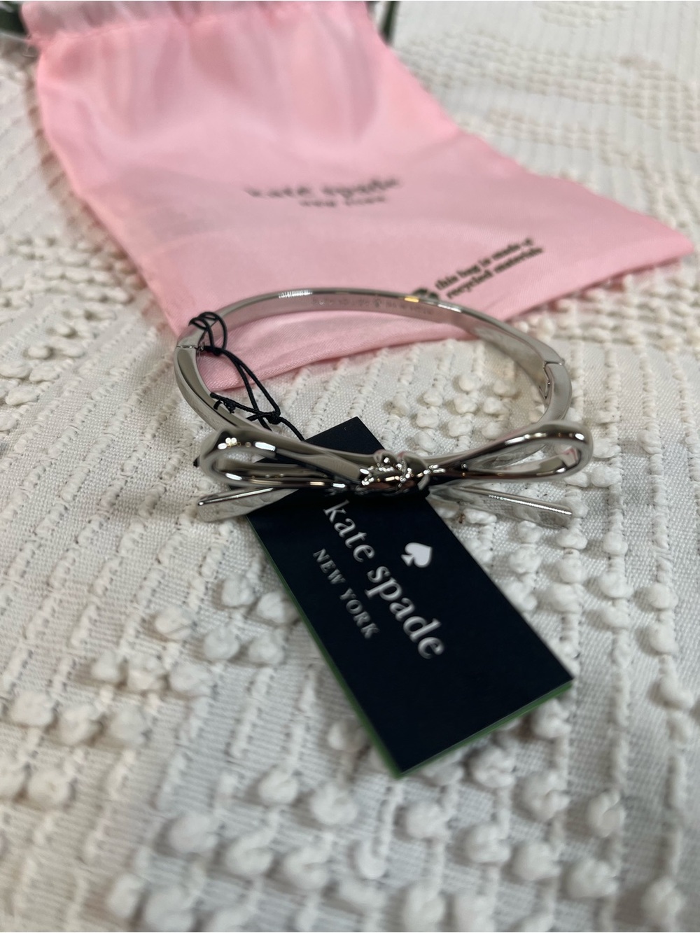 kate spade Silver Bow Bangle with Tag